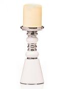 White and Silver Pillar Candleholder H21cm image