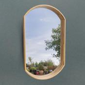 Curved Wood Wall Mirror 100x60cm image