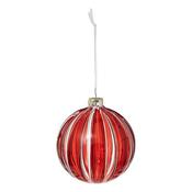 Glass Bauble Red Stripes 8cm image
