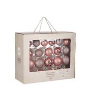 42 Piece Glass Bauble Set Pink 7cm