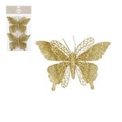 2 Piece Clip Butterfly Set Gold 16x11cm