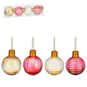 Led Battery Ornament Ball Red and Gold Set of 4 image