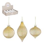 Glass Gold Bauble 8cm 3 Assorted image