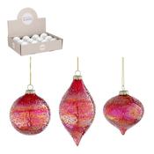 Red Glass Bauble Onion Drop Ball Assorted 8cm