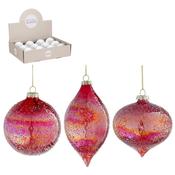 Red Glass Bauble Onion Drop Ball Assorted 10cm image