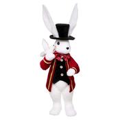 Standing White Bunny in Red Coat and Top Hat H53cm image