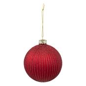 Glass Bauble Grooved Red 10cm image