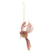 Christmas Hanging Small Bird Pink Feathers 12cm image