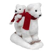 White Fur Bears with Scarf on Ski H23cm