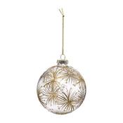 Glass Bauble Gold Flower Pattern 9cm
