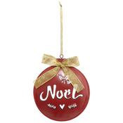 Christmas Noel Red Metal Hanging Bauble 12cm image