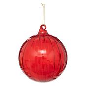 Glass Bauble Stripe Red 14cm image