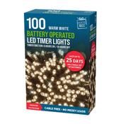 Battery 100 Timer Warm White Led Lights 6m Lit Len image