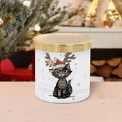 Xmas Bug Art Kitten Candle 9x9x10cm image