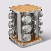 12 Jar Stainless Steel and Bamboo Spice Rack image