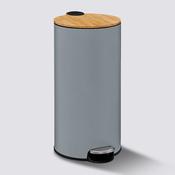 30L Round Grey Metal and Bamboo Pedal Bin image
