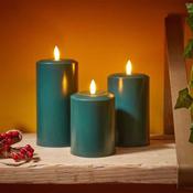 13cm Flameless Pillar Candle Green image