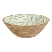 Mango Wood Salad Bowl Leaf Design Inner D30cm image