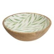 Mango Wood Salad Bowl Leaf Design Inner D25cm image