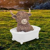 Highland Cow Soaking in Bath 11x18x13cm image