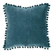 Teal Filled Cushion 40x40cm Pom Pom Edge image