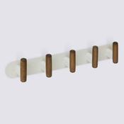 5 Hook Wall Fixture Beige Metal and Wood L40cm image