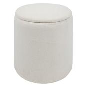 White Boucl Storage Pouffe H37xW35cm image