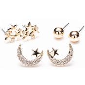 Gold Sun Moon Star Earrings Set 3