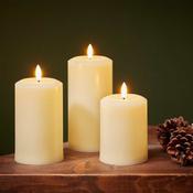 15cm Faux Flame Pillar Candle – Cream image