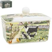 Collie and Sheep China Butter Dish image