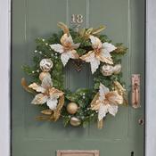 Golden Poinsettia Wreath D60cm