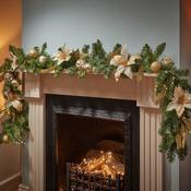 Golden Poinsettia Garland Length 180cm