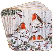 Christmas Robins Set of 4 Coasters