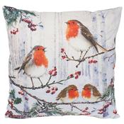 Christmas Robins Filled Cushion 45x45cm