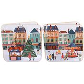Xmas Tinsel Town Coasters Set of 4