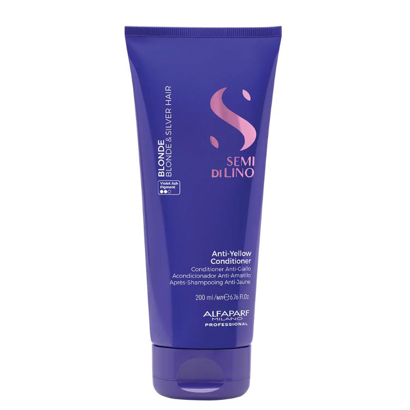 Alfaparf Semi Di Lino Anti-Yellow Conditioner for Blonde & Silver Hair - 200ml with Violet Ash Pigment