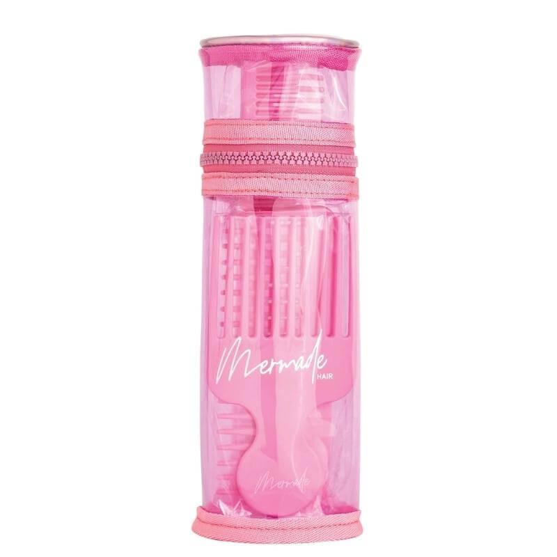 Mermade Hair Comb Kit for All Hair Types with Tail, Wave, Afro, Detangle Combs in Pink