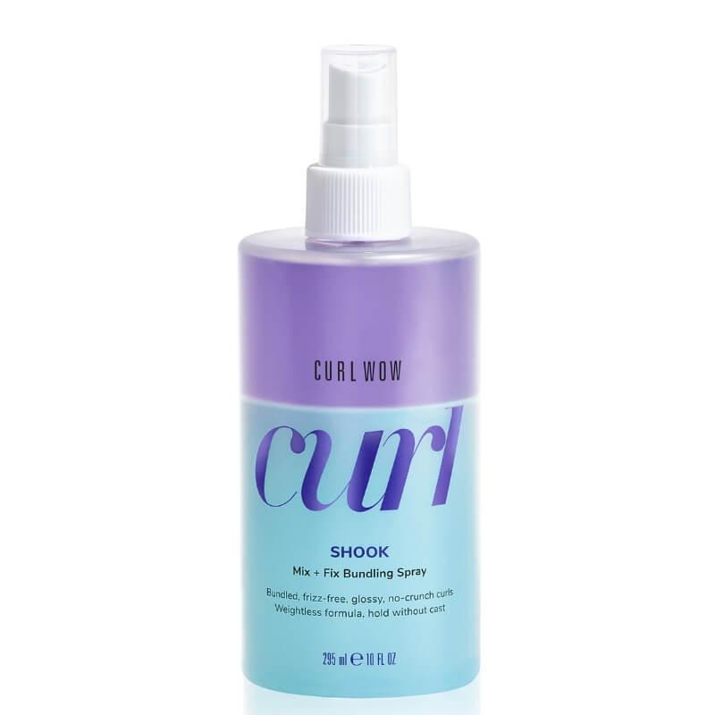 Color WOW Curl Perfector Hair Styling Product for Curly Hair - Frizz-Free, Glossy, No-Crunch Curls - 295ml - Image Features: CURL WOW, curl, SHOOK, Mix + Fix Bundling Spray, Bundled, frizz-free, glossy, no-crunch curls, Weightless formula, hold without cast