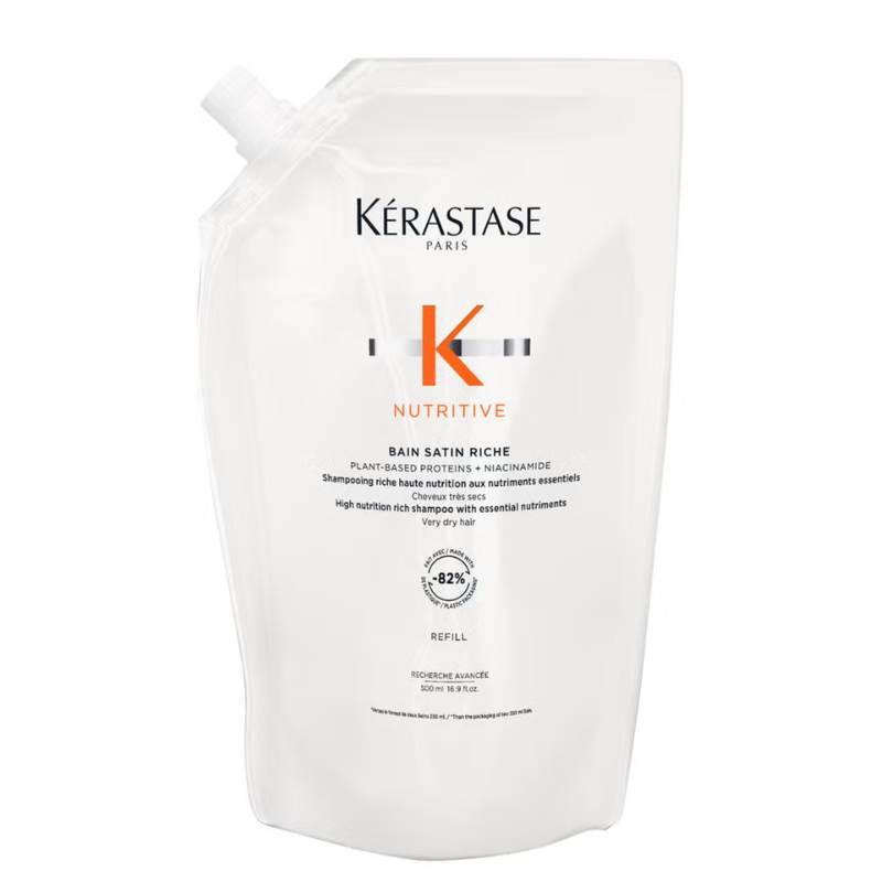 Kerastase Nutritive Bain Satin Riche Shampoo 500ml for Dry Hair with Plant-Based Proteins & Niacinamide