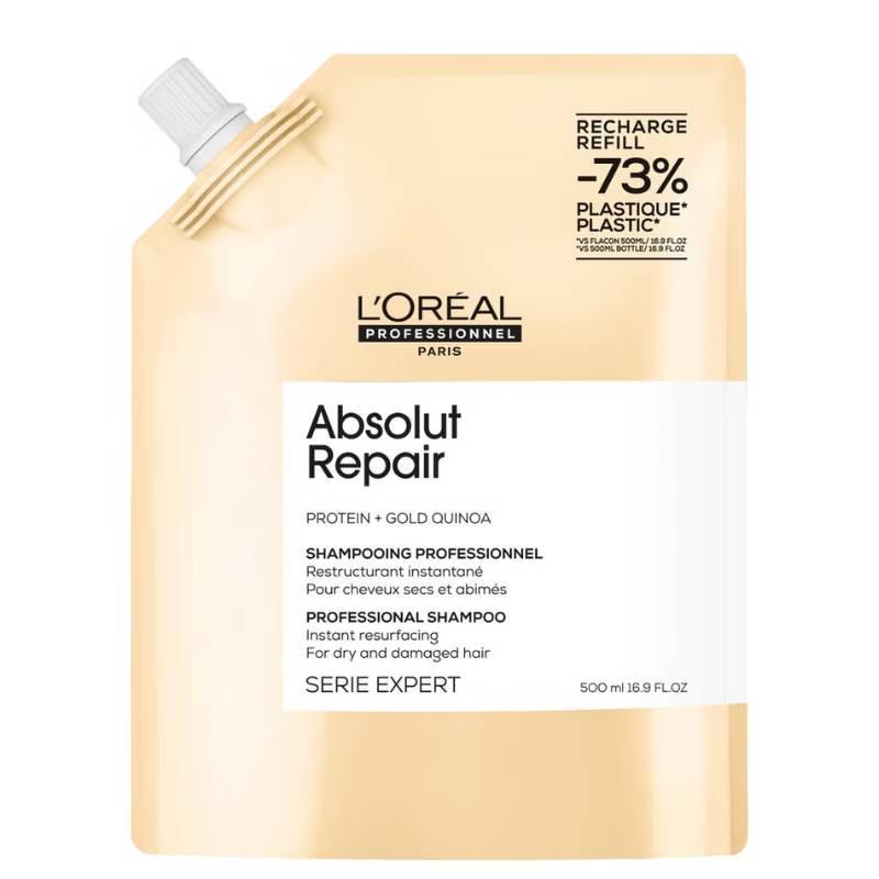 L'Oreal Professional Absolut Repair Shampoo for Damaged Hair - 500ml - Instant Resurfacing, Refill