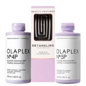 Olaplex No.4P Blonde Shampoo &amp; No.5P Blonde Conditioner with FREE Detangling Hairbrush
