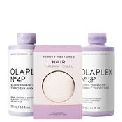 Olaplex No.4P Blonde Shampoo &amp; No.5P Blonde Conditioner with FREE Micro Fibre Hair Towel