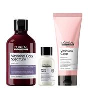 L'Oréal Professionnel Vitamino Color Spectrum Purple Tinted Shampoo 300ml + Vitamino Conditioner 200ml PLUS FREE Metal Detox Anti-Metal Cleansing Cream Shampoo 100ml image