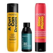 Matrix A Curl Can Dream Gentle Shampoo 300ml + Glow Mania Color Protecting Conditioner 300ml PLUS FREE Total Results Dark Envy Conditioner 50ml