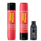 Matrix Glow Mania Shampoo 300ml + Glow Mania Color Protecting Conditioner 300ml PLUS FREE Total Results Dark Envy Conditioner 50ml image