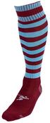 Hooped Pro Football Socks - Maroon/Sky - Sz 3-6; Purple image