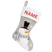 Personalised Snowman Stocking 40cmx25cm - Grey - O/S; Grey image
