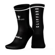Clifford Midi Sock - Youth - Black/White - Black; Sz 12-2
