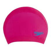Long Hair Silicone Swimming Cap - Kids - Pink/Blue - Pink; O/S image