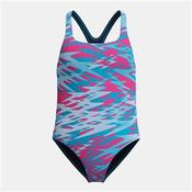 Girls Hyperboom Print Medalist Swimsuit - Blue/Pink - Blue; Age 15/16 image